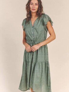 Trovata Kristi Dress in Basil Floret M